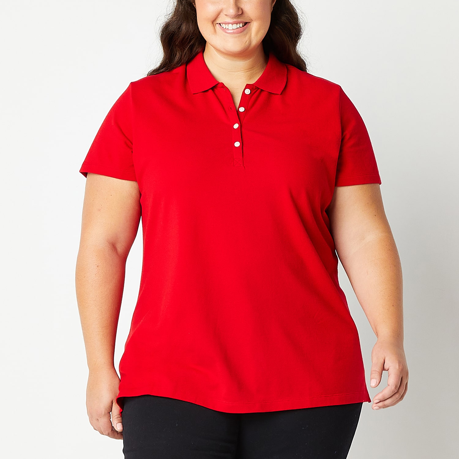 St. John's Bay Womens Plus Short Sleeve Polo Shirt