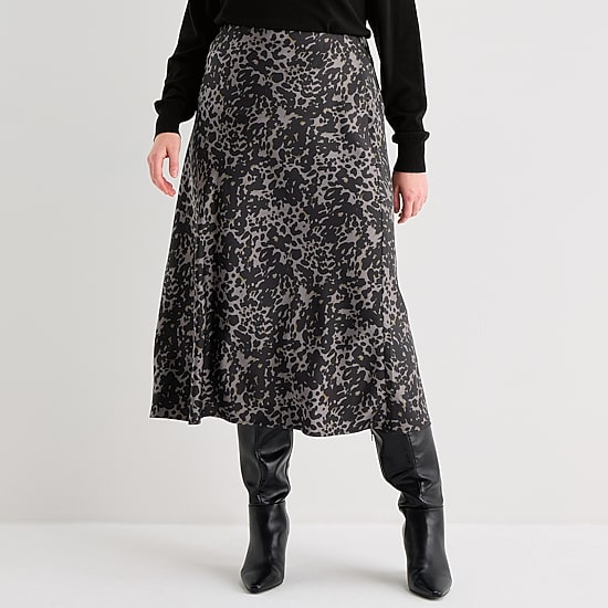 Worthington Womens Plus Mid Rise Midi A-Line Skirt