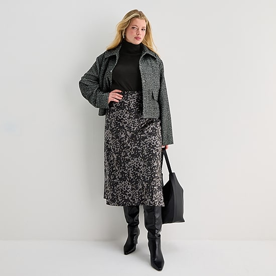 Worthington Womens Plus Mid Rise Midi A-Line Skirt
