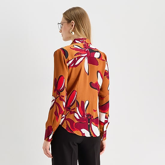 Worthington Womens V Neck Cuffed Long Sleeve Regular Fit Button-Down Shirt