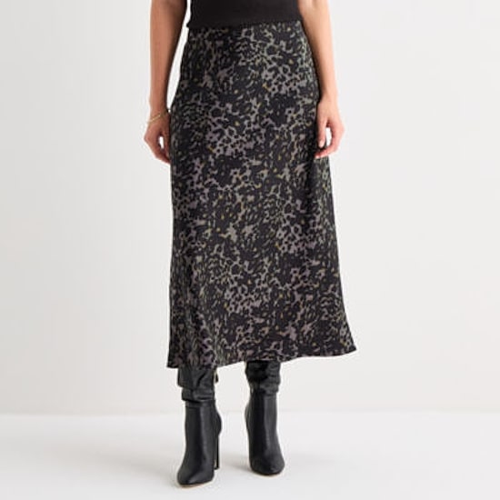 Worthington Womens Mid Rise Midi A-Line Skirt