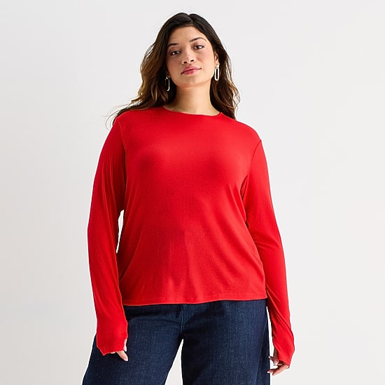 Worthington Womens Plus Crew Neck Long Sleeve Blouse