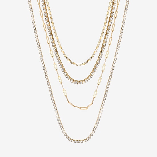JS Jessica Simpson Womens Crystal Strand Necklace