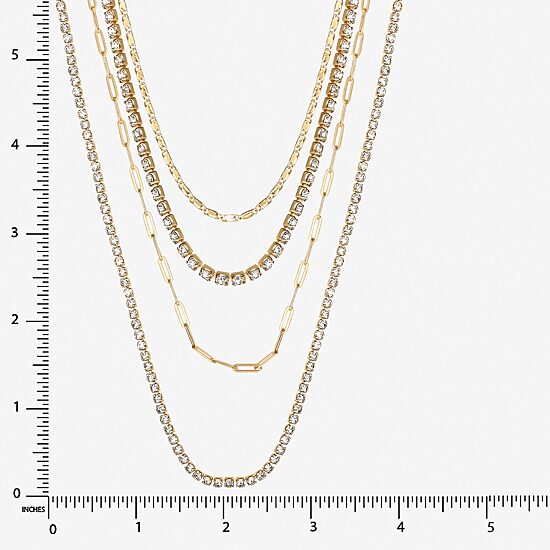 JS Jessica Simpson Womens Crystal Strand Necklace