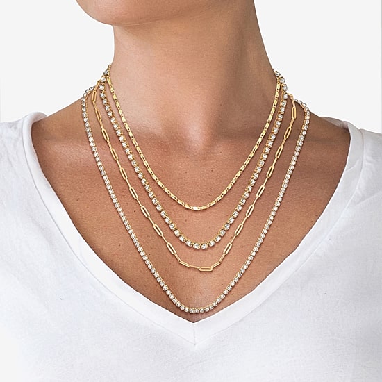JS Jessica Simpson Womens Crystal Strand Necklace