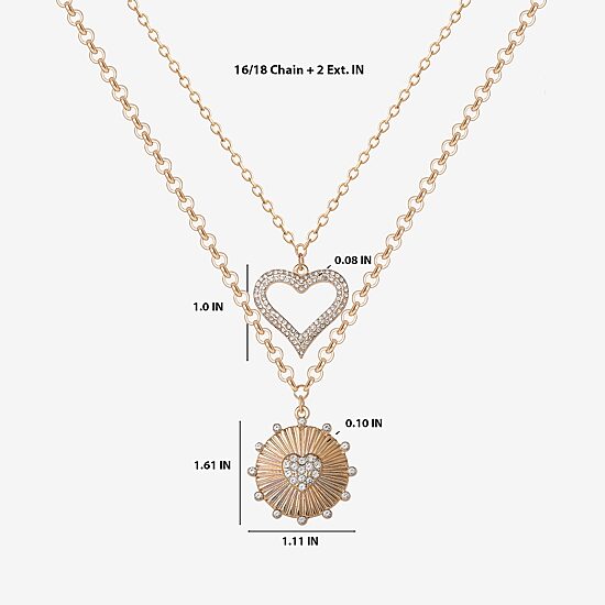 JS Jessica Simpson Womens Crystal Alloy Heart Pendant Necklace