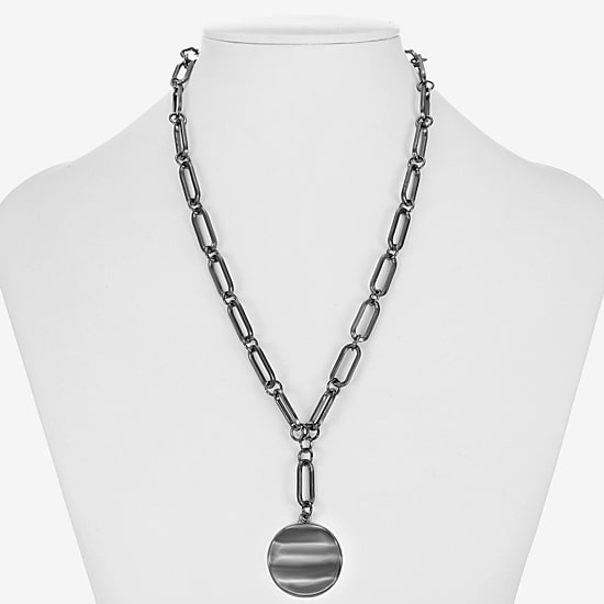 Liz Claiborne Wavy Coin Womens Paperclip 17 Inch Pendant Necklace