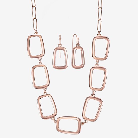 Liz Claiborne Frontal Collar Necklace & Drop Earring Womens Square 2-pc. Jewelry Set