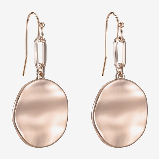 Liz Claiborne Wavy Coin Womens Paperclip Drop Earrings