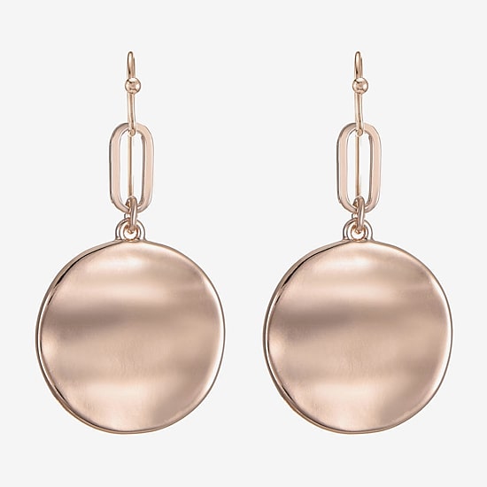 Liz Claiborne Wavy Coin Womens Paperclip Drop Earrings