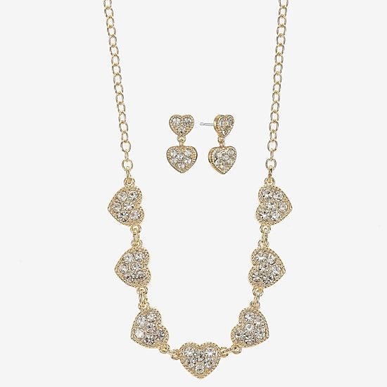 Monet Jewelry Gold Tone Womens Glass Heart 2-pc. Jewelry Set