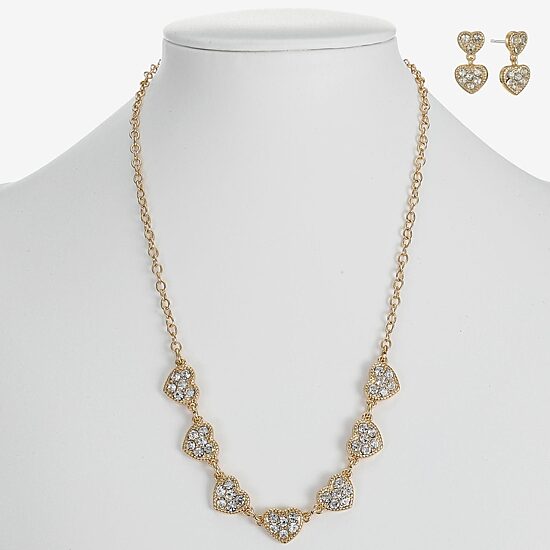 Monet Jewelry Gold Tone Womens Glass Heart 2-pc. Jewelry Set