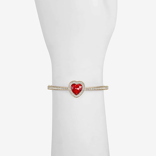 Monet Jewelry Gold Tone Womens Red Glass Heart Bangle Bracelet