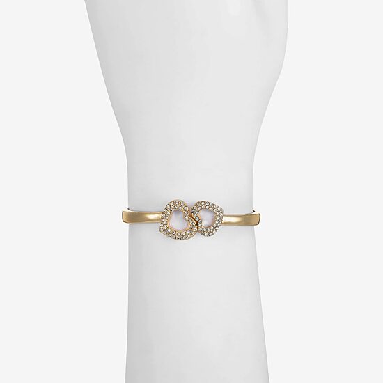 Monet Jewelry Gold Tone Womens Glass Heart Bangle Bracelet
