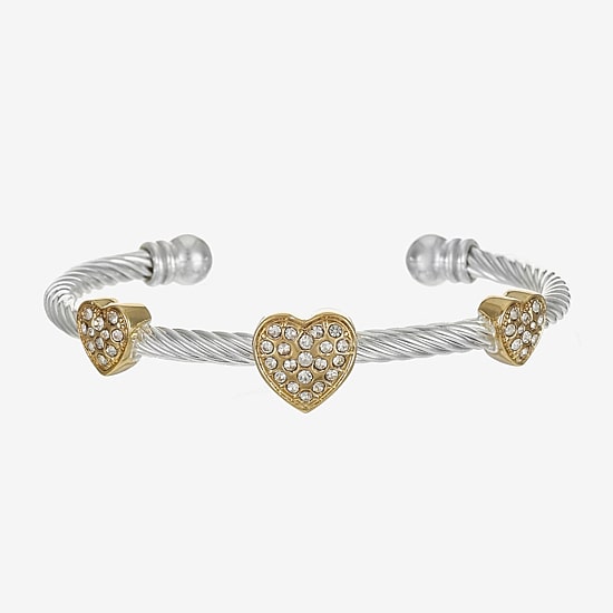 Monet Jewelry Two Tone Rope Twist Womens Glass Cuff Bracelet