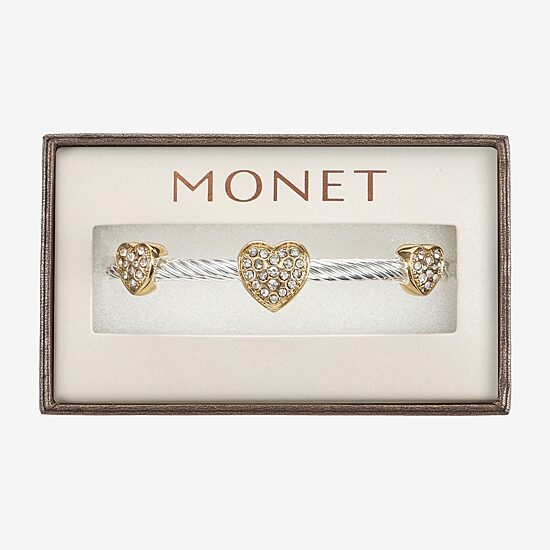 Monet Jewelry Two Tone Rope Twist Womens Glass Cuff Bracelet