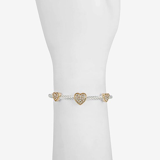 Monet Jewelry Two Tone Rope Twist Womens Glass Cuff Bracelet