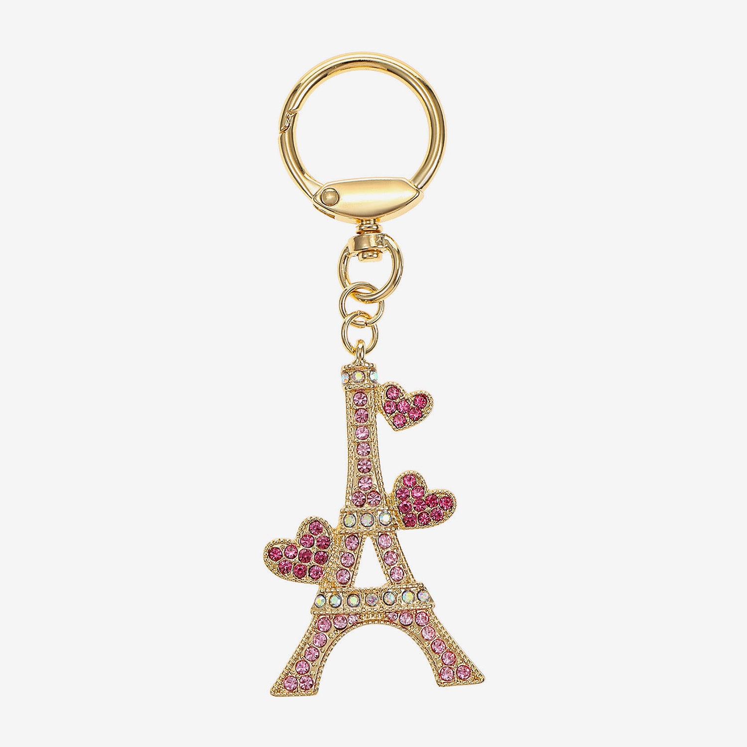 Monet Jewelry Gold Tone Pink Eiffel Tower Heart Bag Charm