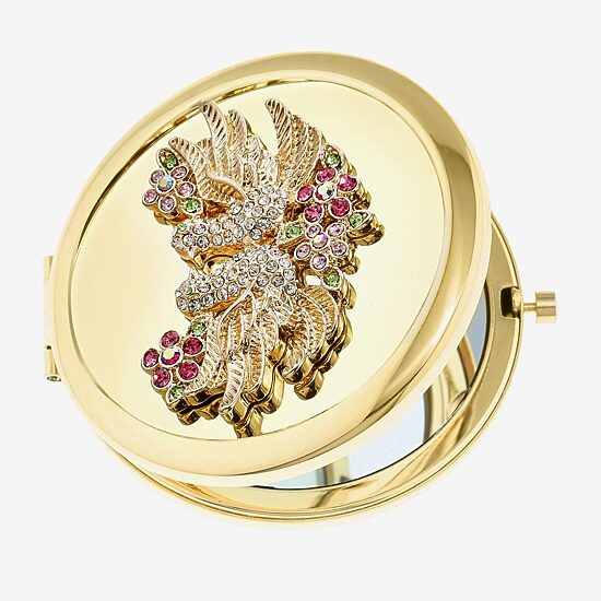 Monet Jewelry Gold Tone Lovebirds Gold Tone Compact Mirror