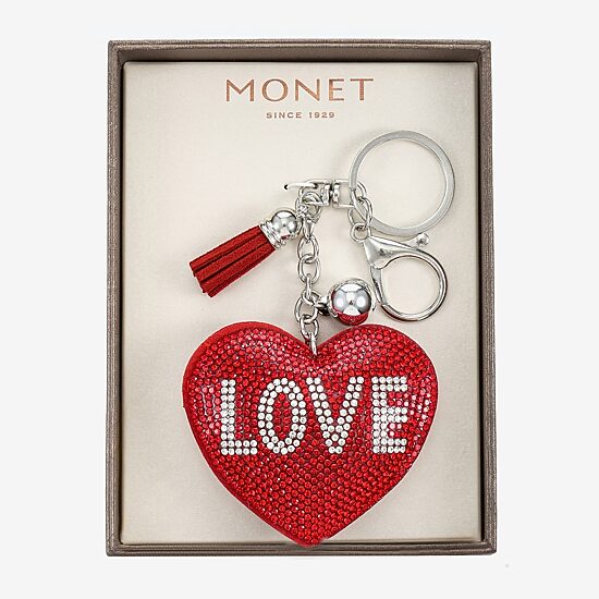 Monet Jewelry Silver Tone Love Tassel Charm Heart Key Chain