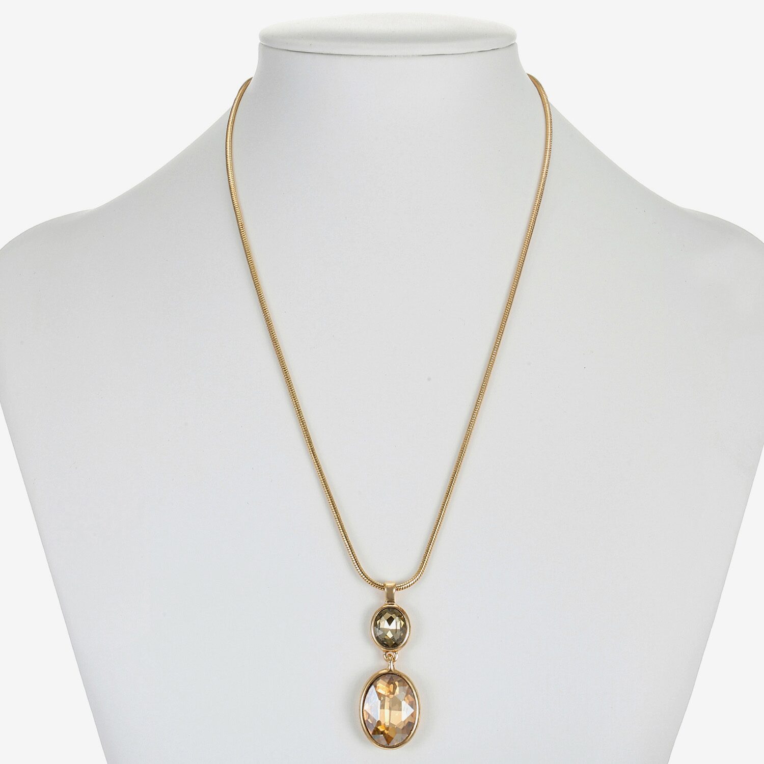 Monet Jewelry Double Drop Womens Glass Oval 17 Inch Pendant Necklace