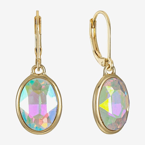 Monet Jewelry Womens Glass Oval Drop Earrings