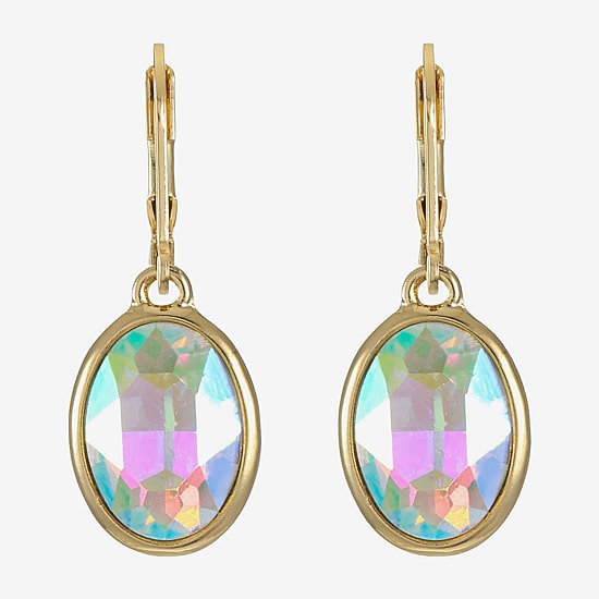 Monet Jewelry Womens Glass Oval Drop Earrings