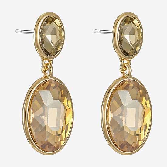 Monet Jewelry Double Womens Brown Glass Oval Hypoallergenic Drop Earrings