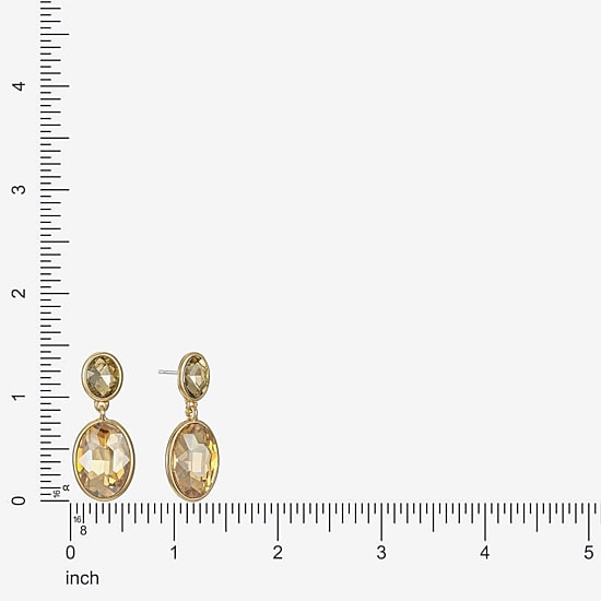 Monet Jewelry Double Womens Brown Glass Oval Hypoallergenic Drop Earrings