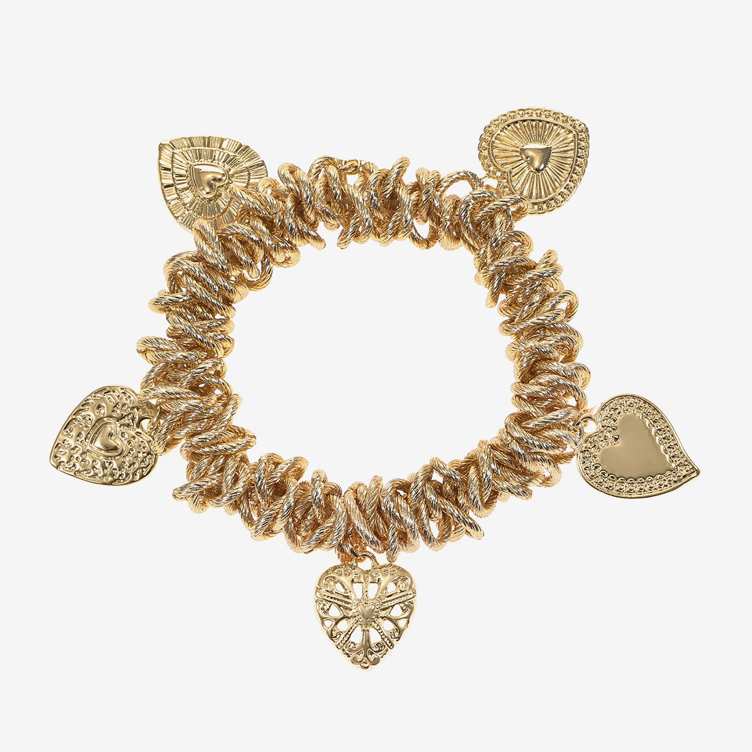 Monet Jewelry Gold Tone Radiant Stretch Womens Heart Charm Bracelet
