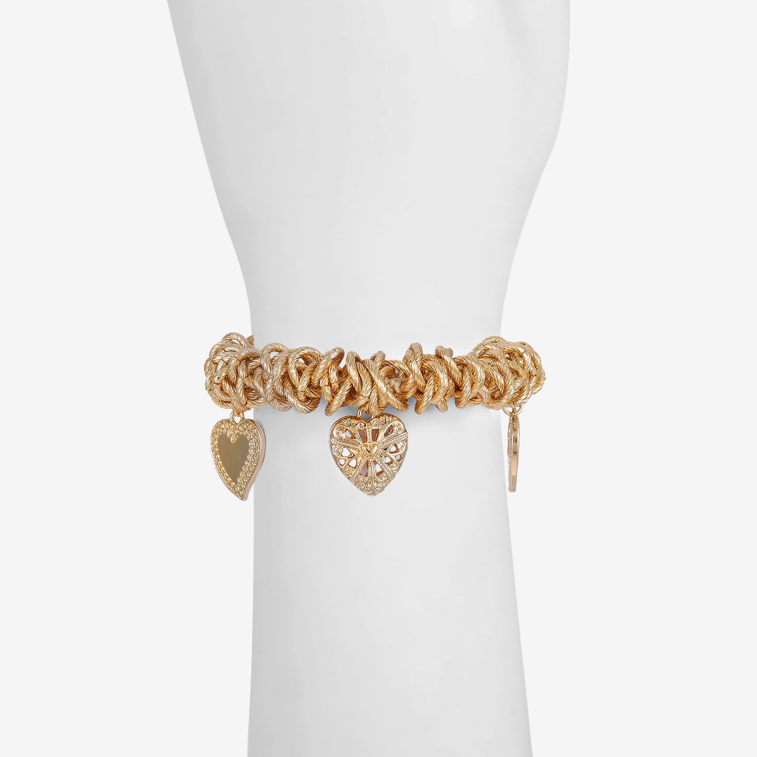 Monet Jewelry Gold Tone Radiant Stretch Womens Heart Charm Bracelet