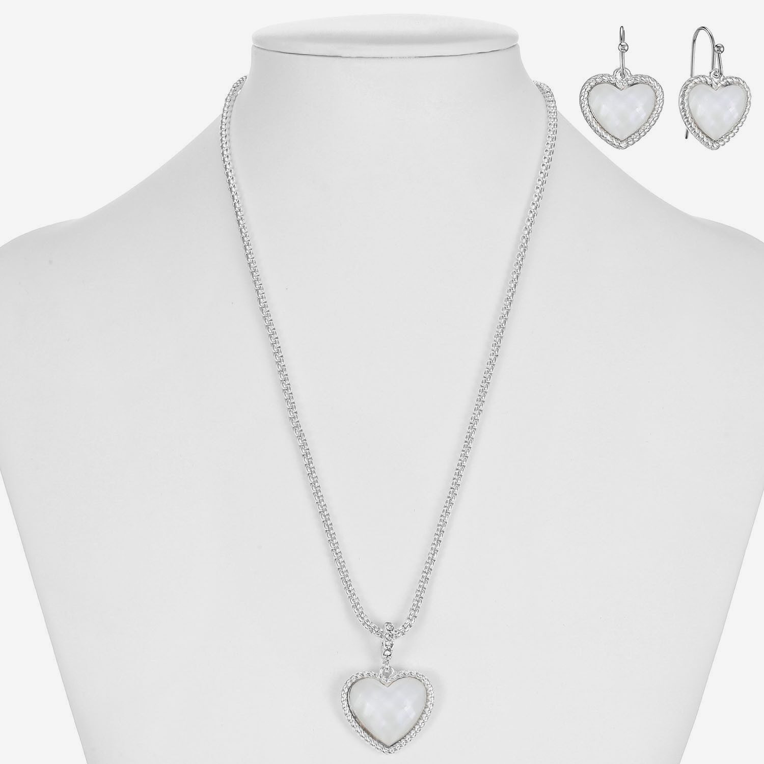 Liz Claiborne Womens Pink Mother Of Pearl Heart 2-pc. Jewelry Set