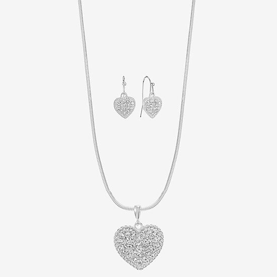 Liz Claiborne Womens Glass Heart 2-pc. Jewelry Set