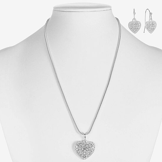 Liz Claiborne Womens Glass Heart 2-pc. Jewelry Set