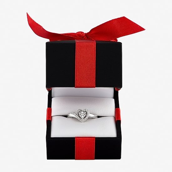 Promise My Love Heart Lab Grown Diamond (Si2-I1/G-H) Womens 1/10 CT. T.W. Lab Grown White Diamond Sterling Silver Heart Promise Ring