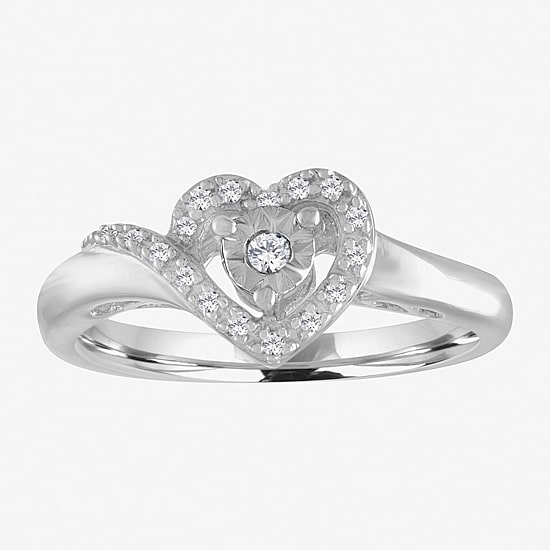 Promise My Love Heart Lab Grown Diamond (Si2-I1/G-H) Womens 1/10 CT. T.W. Lab Grown White Diamond Sterling Silver Heart Promise Ring