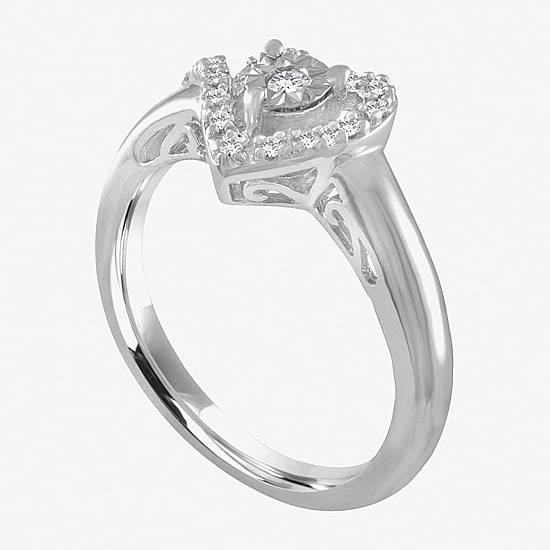 Promise My Love Heart Lab Grown Diamond (Si2-I1/G-H) Womens 1/10 CT. T.W. Lab Grown White Diamond Sterling Silver Heart Promise Ring