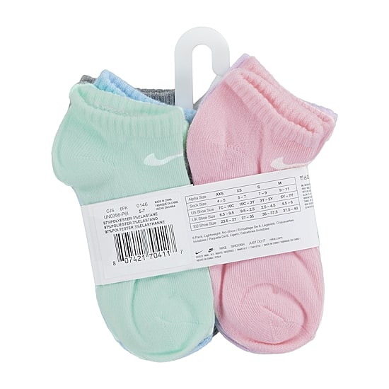 Nike Little Girls Multi-Pack 6 Pair Low Cut Socks