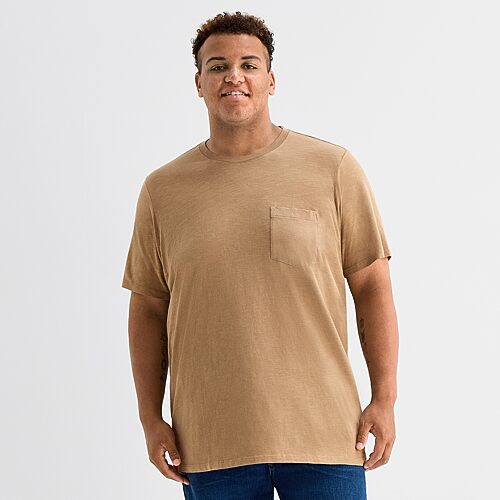 mutual weave Mens Crew Neck Short Sleeve Big and Tall T-Shirt, 3x-large, Brown