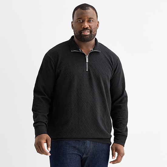 Shaquille O'Neal XLG™ Mens High Neck Long Sleeve Big and Tall Quarter-Zip Pullover