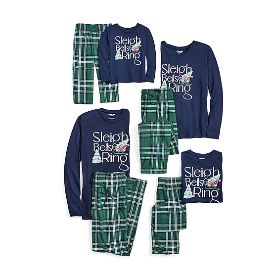 North Pole Trading Co. Sleigh Bells Ring Mens Crew Neck Long Sleeve 2-pc. Matching Family Pajama Set