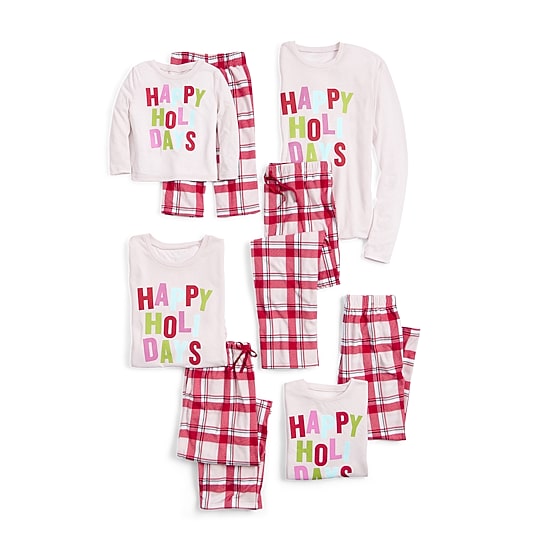 North Pole Trading Co. Happy Holidays Little & Big Kid Unisex Crew Neck Long Sleeve 2-pc. Matching Family Pajama Set