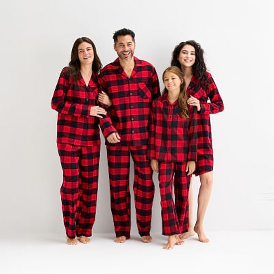 North Pole Trading Co. Buffalo Check Womens Flannel Long Sleeve Matching Family Pajama Set