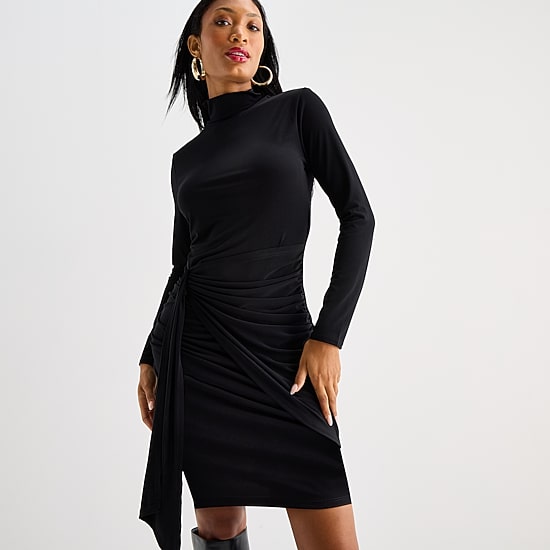 Bold Elements Womens Long Sleeve Wrap Dress