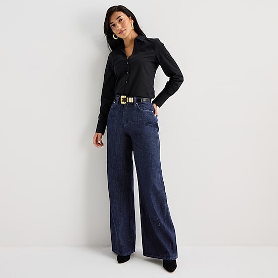 Worthington Womens High Rise Wide Leg Jean