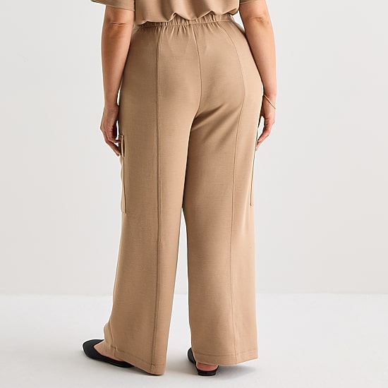 Stylus Womens Plus Wide Leg High Rise Cargo Pant