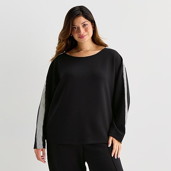 Stylus Womens Plus Round Neck Long Sleeve Sweatshirt