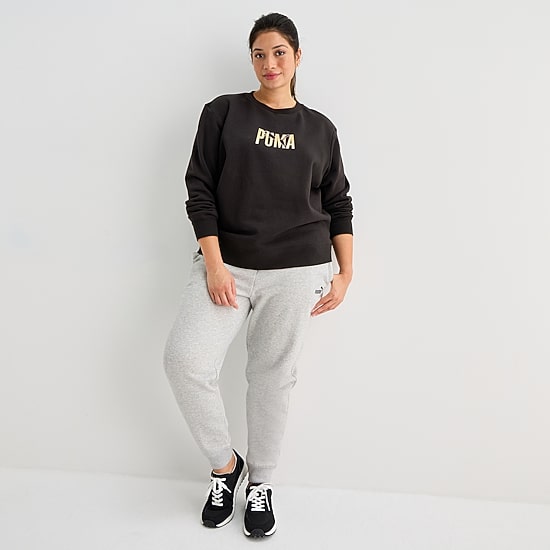 PUMA Womens Crew Neck Long Sleeve Plus Sweatshirt