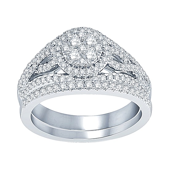 1 CT.T.W. Natural Diamond  14K White Gold Bridal Set