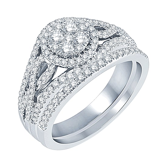 1 CT.T.W. Natural Diamond  14K White Gold Bridal Set